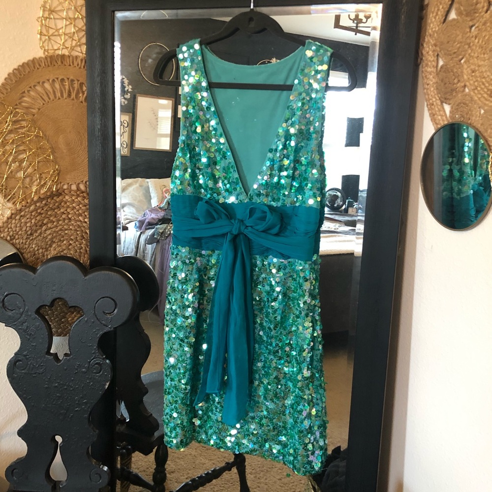 Teal/Seafoam Sequins Cocktail Mini